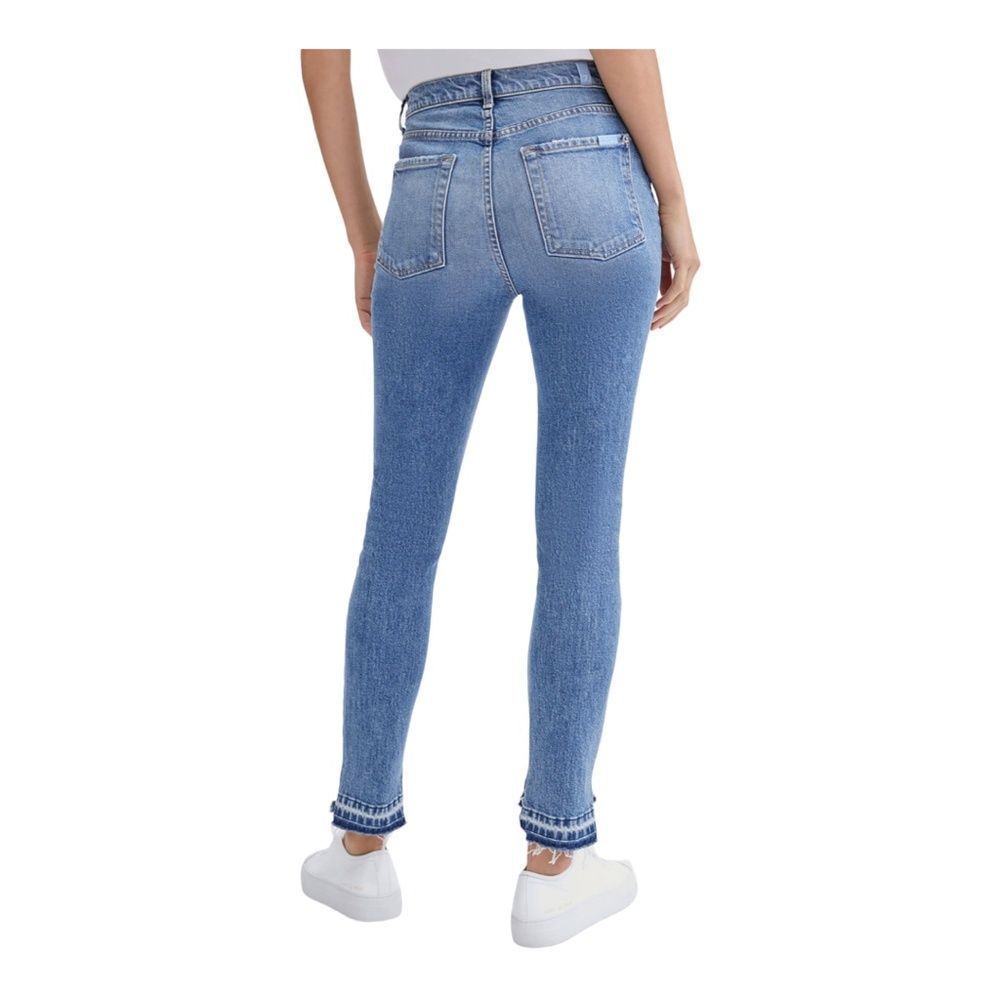 7 For All Mankind Women's Blue Step Hem Crop Denim Skinny Jeans Size 32 NWT - Picture 2 of 15